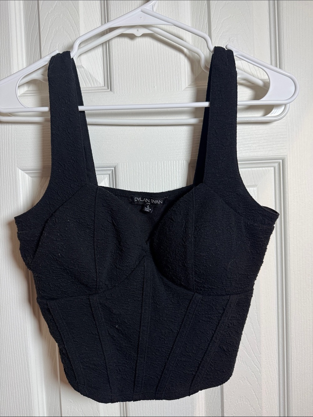Dylan Kain Black Textured Bustier Cropped Top